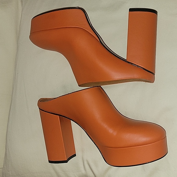 ALOHAS Women's Clock Out Leather Pomelo Orange Mules Heeled Sandals Size 40 - Picture 7 of 7